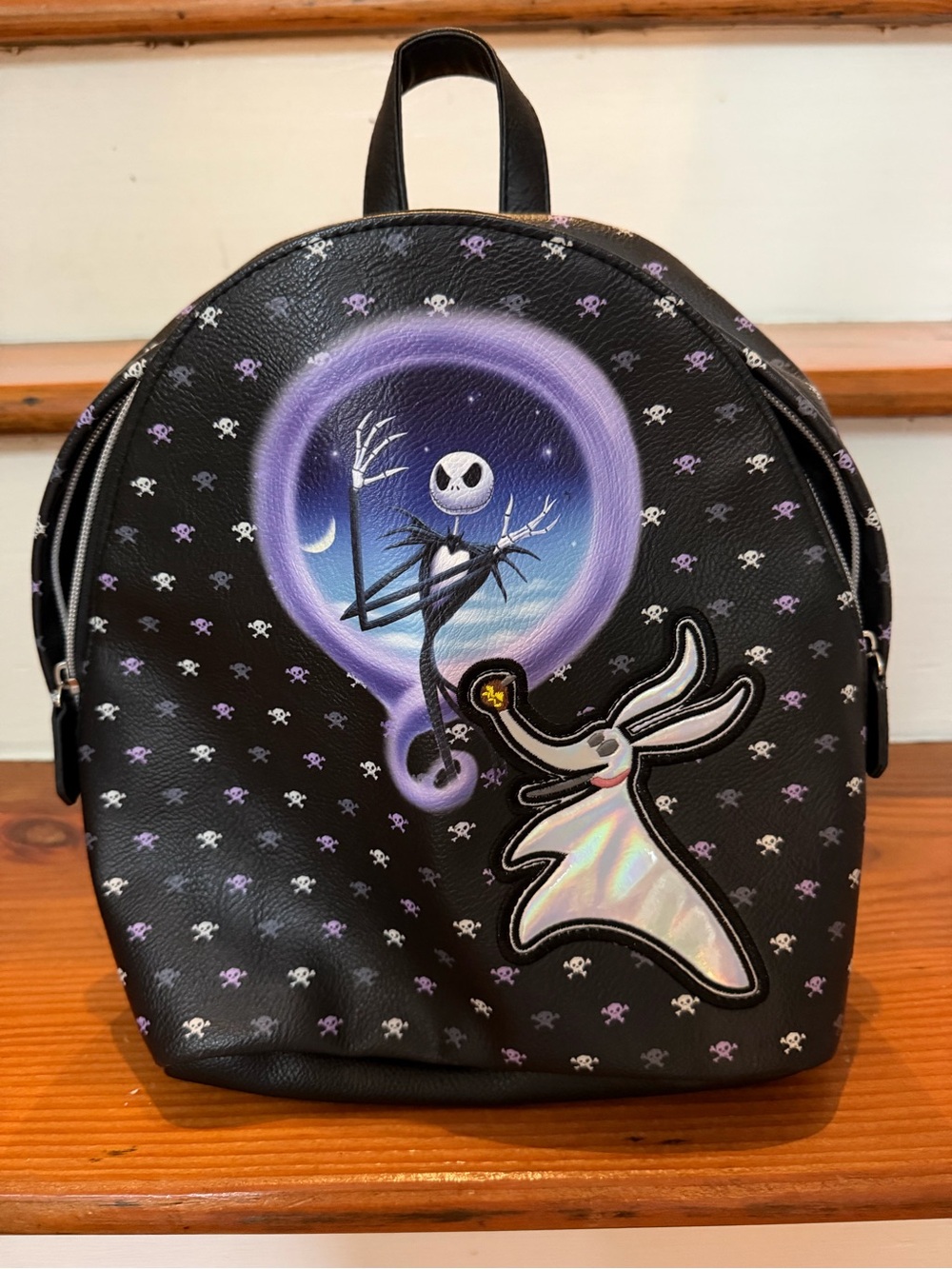 Nightmare Before Christmas Black Mini Backpack with Purple Accents